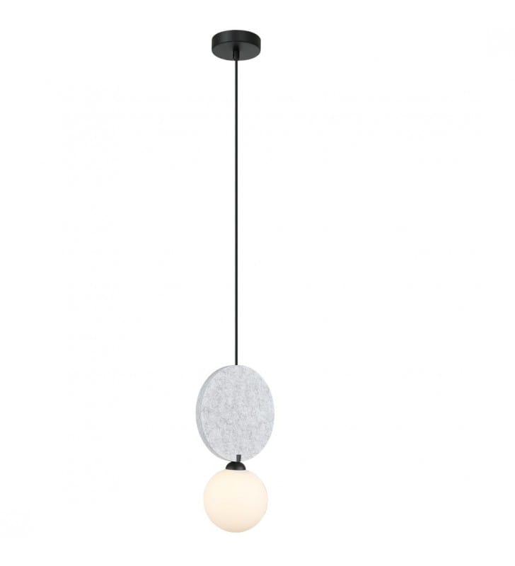 Czarno szara lampa wisząca Andrea klosz szklana kula new retro