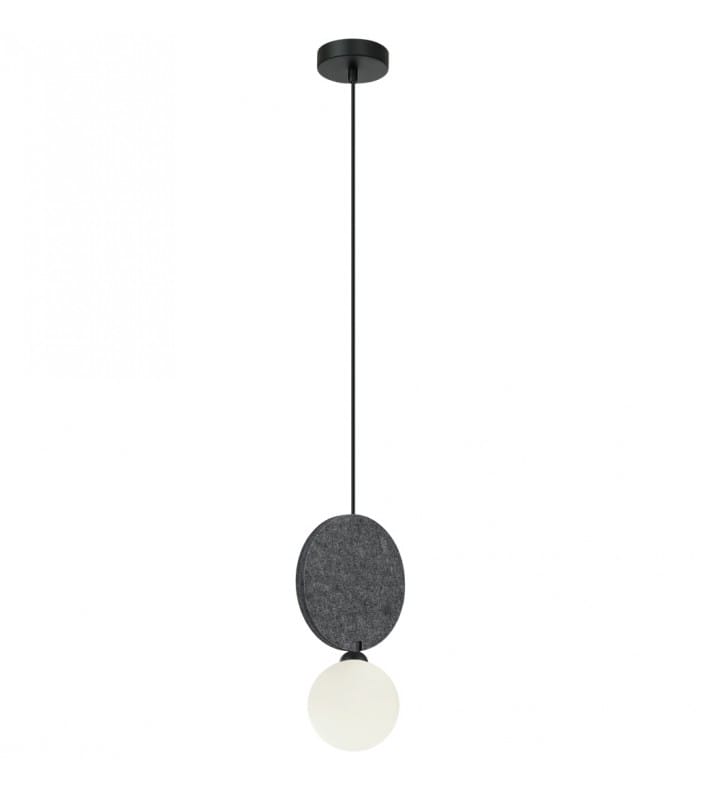 Szklana lampa wisząca Andrea czarno szara szklana kula new retro