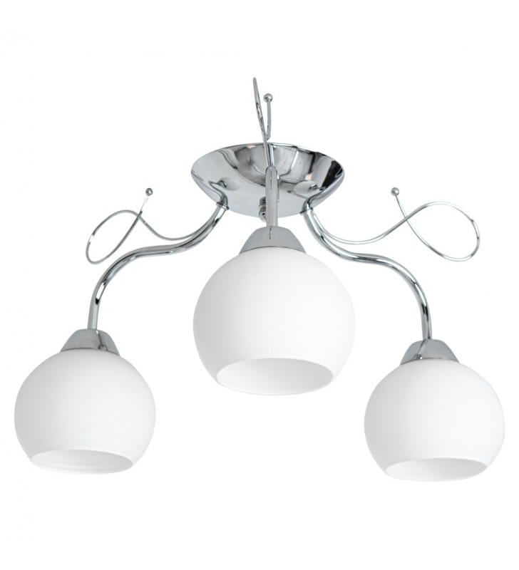3 pkt lampa sufitowa do sypialni Masseri chrom białe szklane klosze Italux